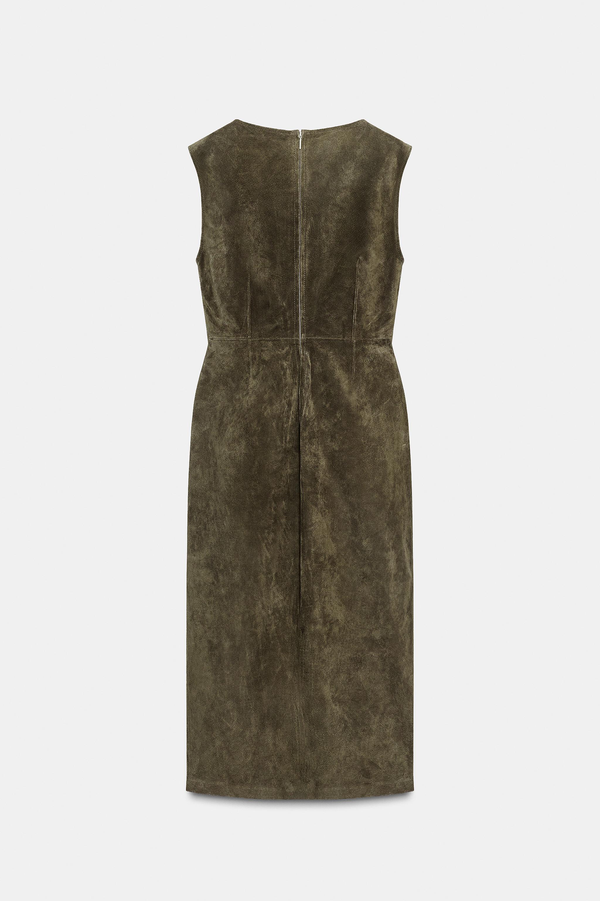 100% LEATHER MIDI DRESS